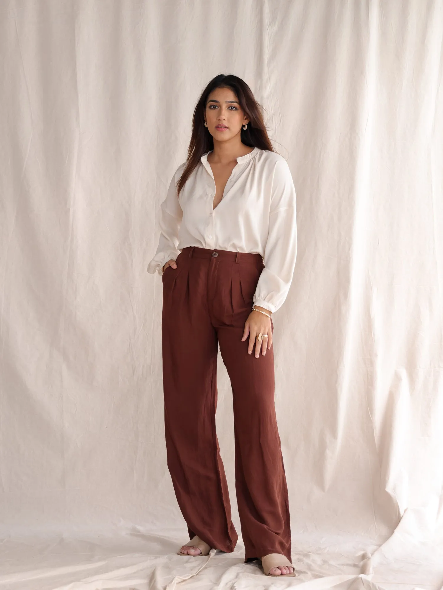 Button Down Drop Shoulder Top