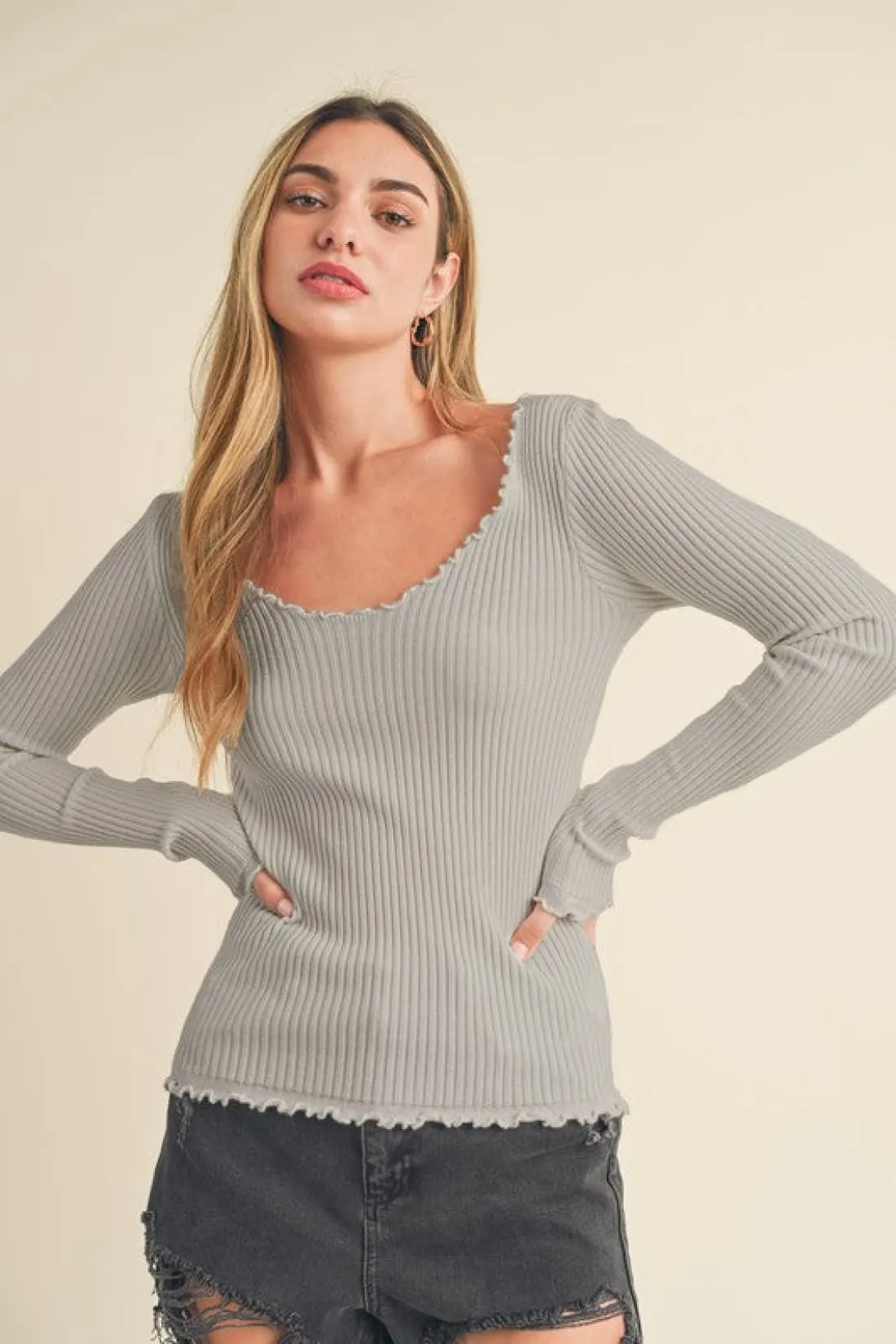 Lettuce Hem Knit Top