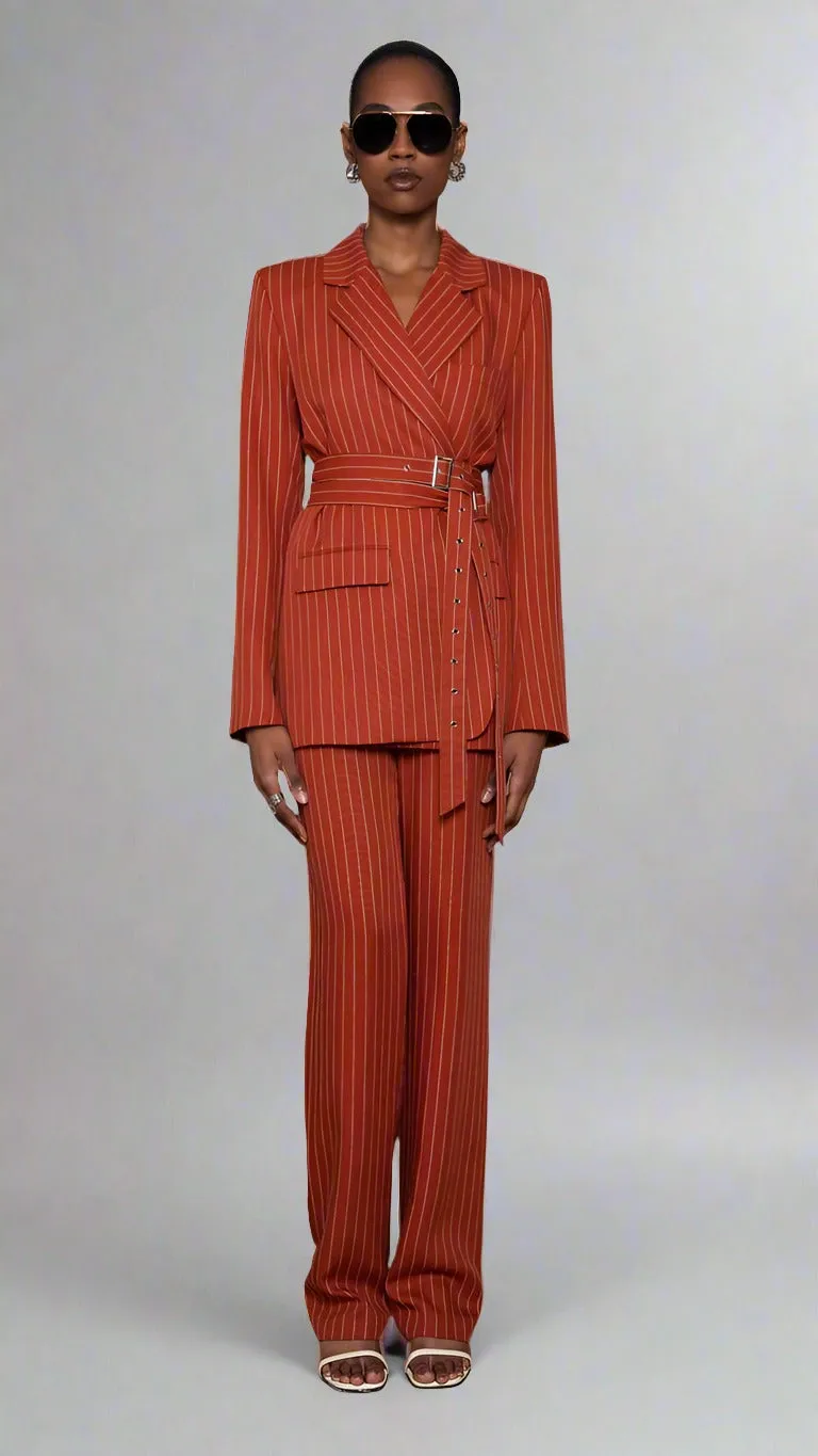 Nonchalant Harlow Pant in Rust/White Stripe