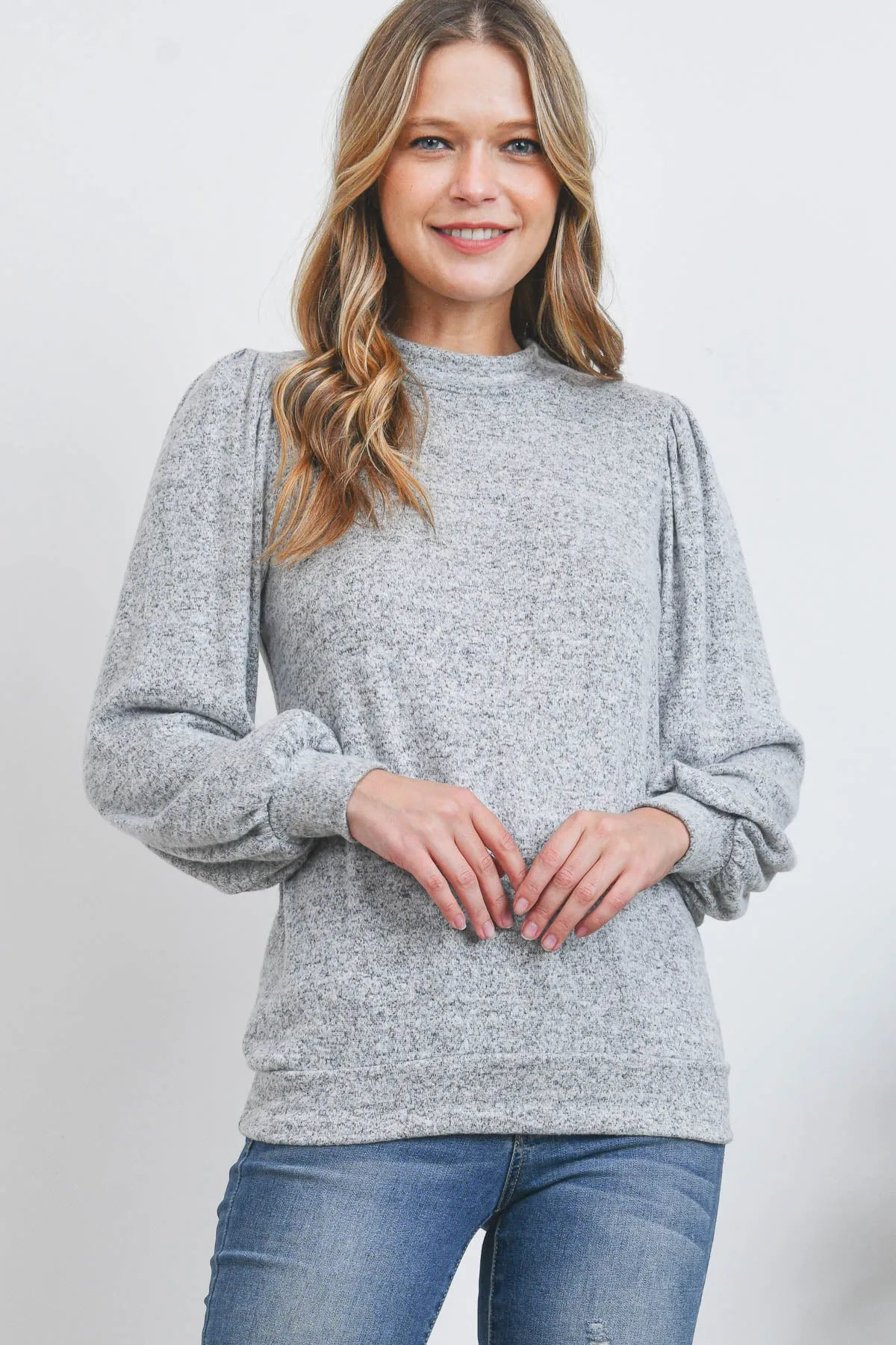 Puff Sleeve Brushed Hacci Top
