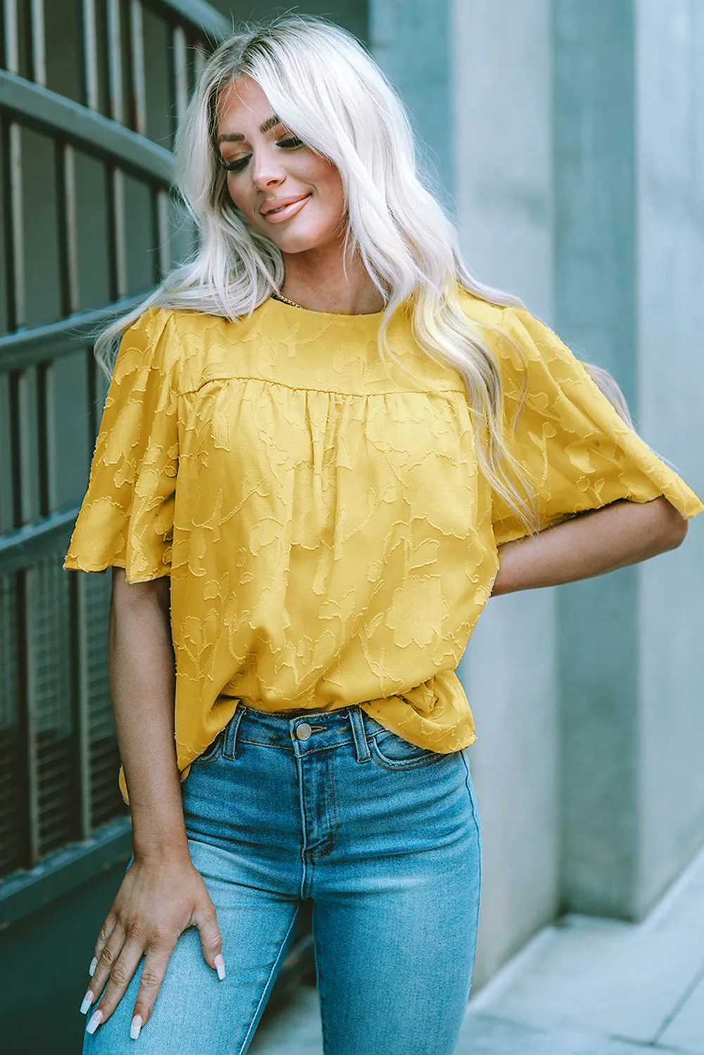 Round Neck Puff Sleeve Blouse (11 Colors)